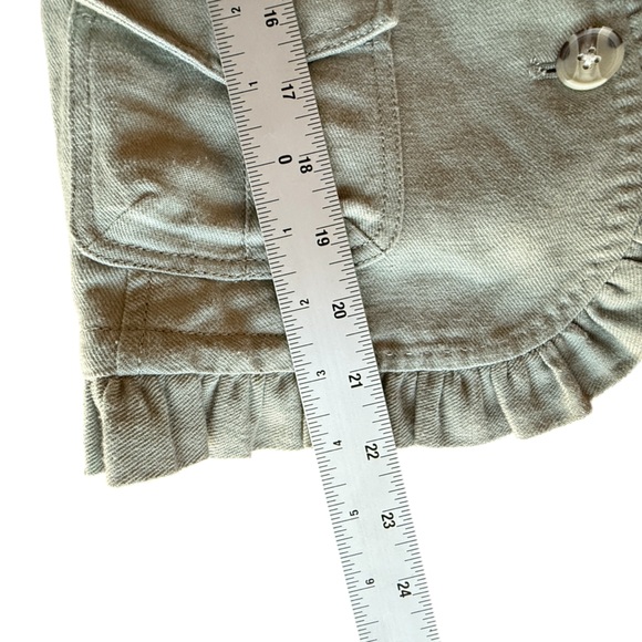 Anthropologie Hei Hei Blazer Jacket Sz 8 Sage Green Ruffle Hem Linen Blend - Picture 11 of 12
